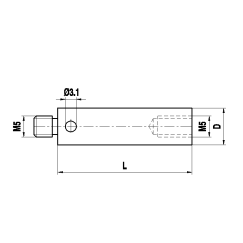 M5 алюминиевый удлинитель щупа, L 60 мм, D 20 мм, для систем ZEISS A-5555-0129