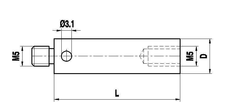 M5 титановый удлинитель щупа, L 120 мм, D 18 мм, для систем ZEISS A-5555-0163